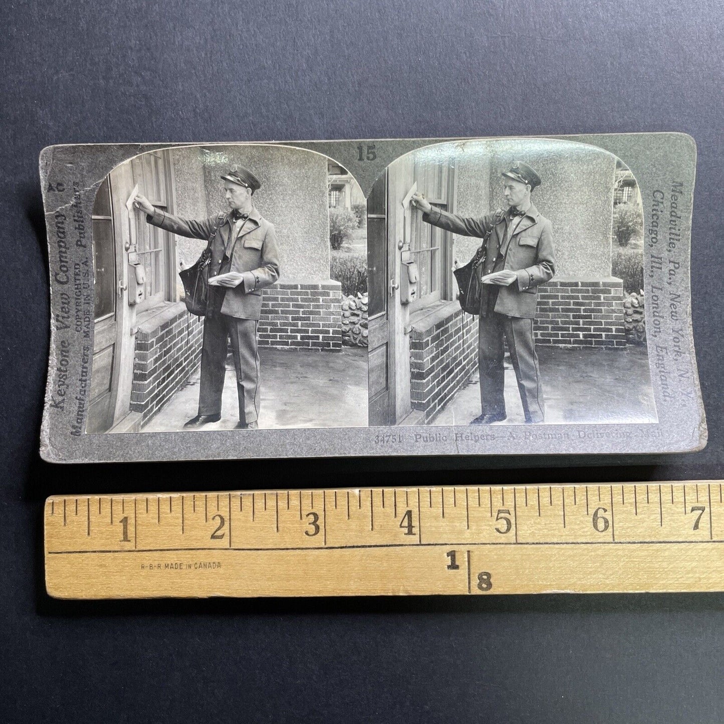 Antique 1920s USPS Mail Carrier Delivers Letters Stereoview Photo Card P1689