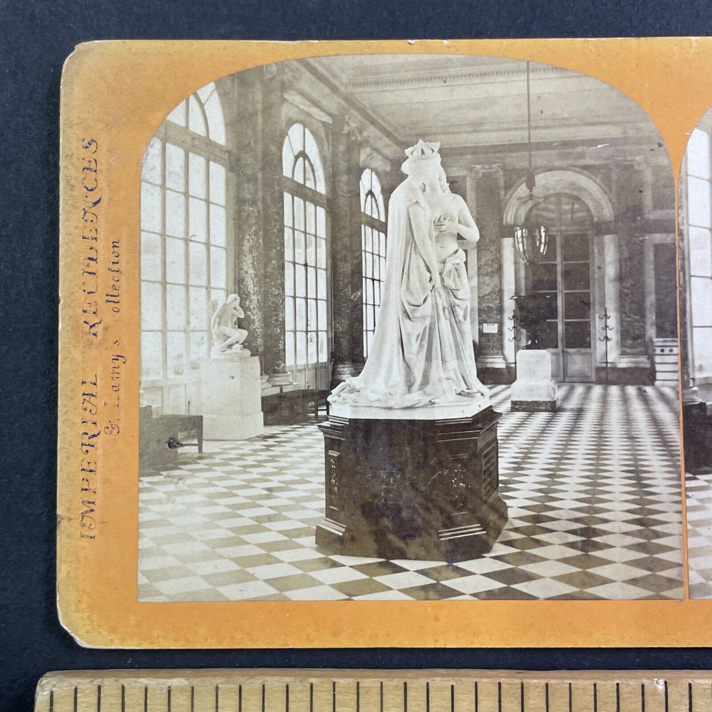 Grateful Italy Peace Marble Sculpture Stereoview E. Lamy Antique c1870s Y469