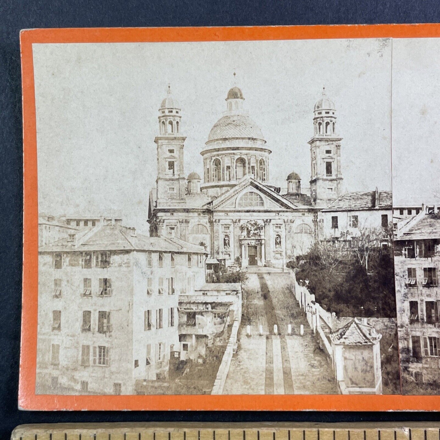 Genoa Italy Santa Maria Assunta Stereoview Celestino Degoix Antique c1870 X3779