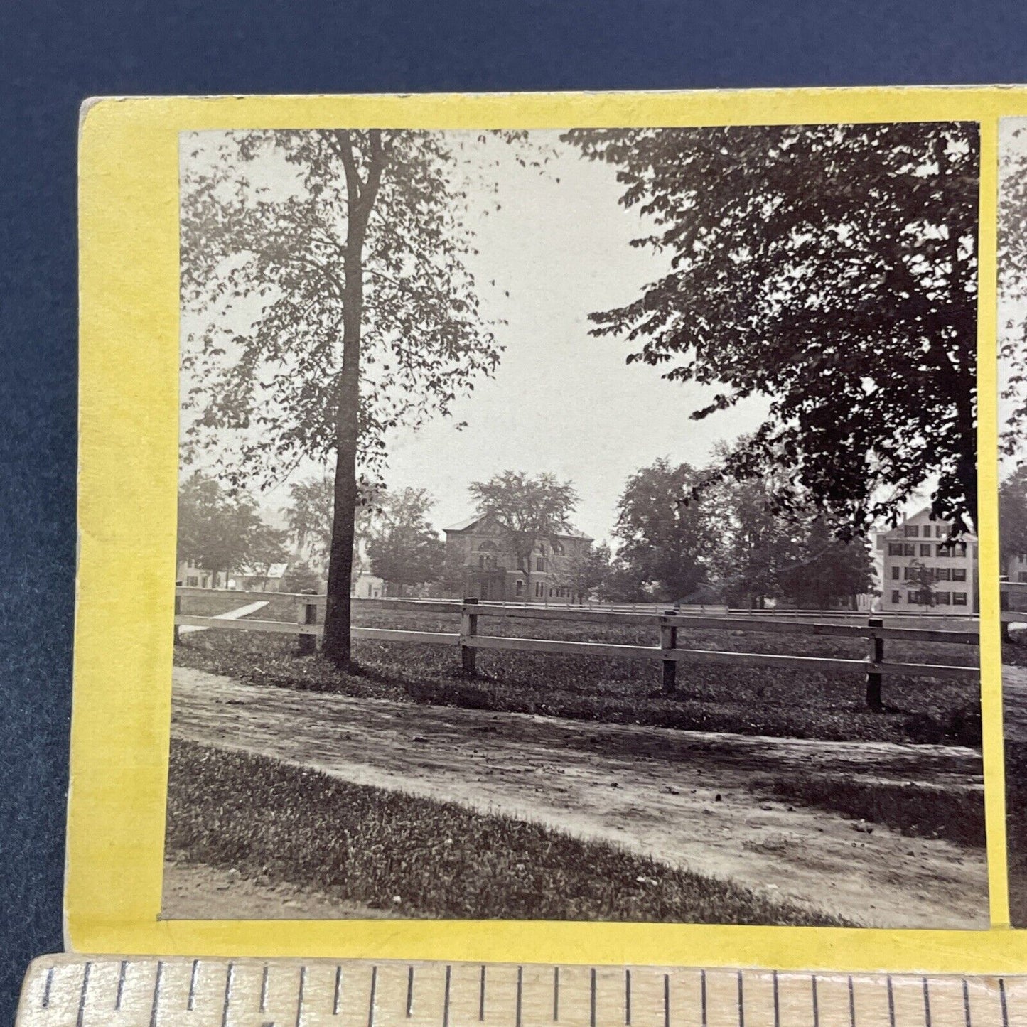 Antique 1870s Hanover New Hampshire Dartmouth Yard Stereoview Photo Card V2006