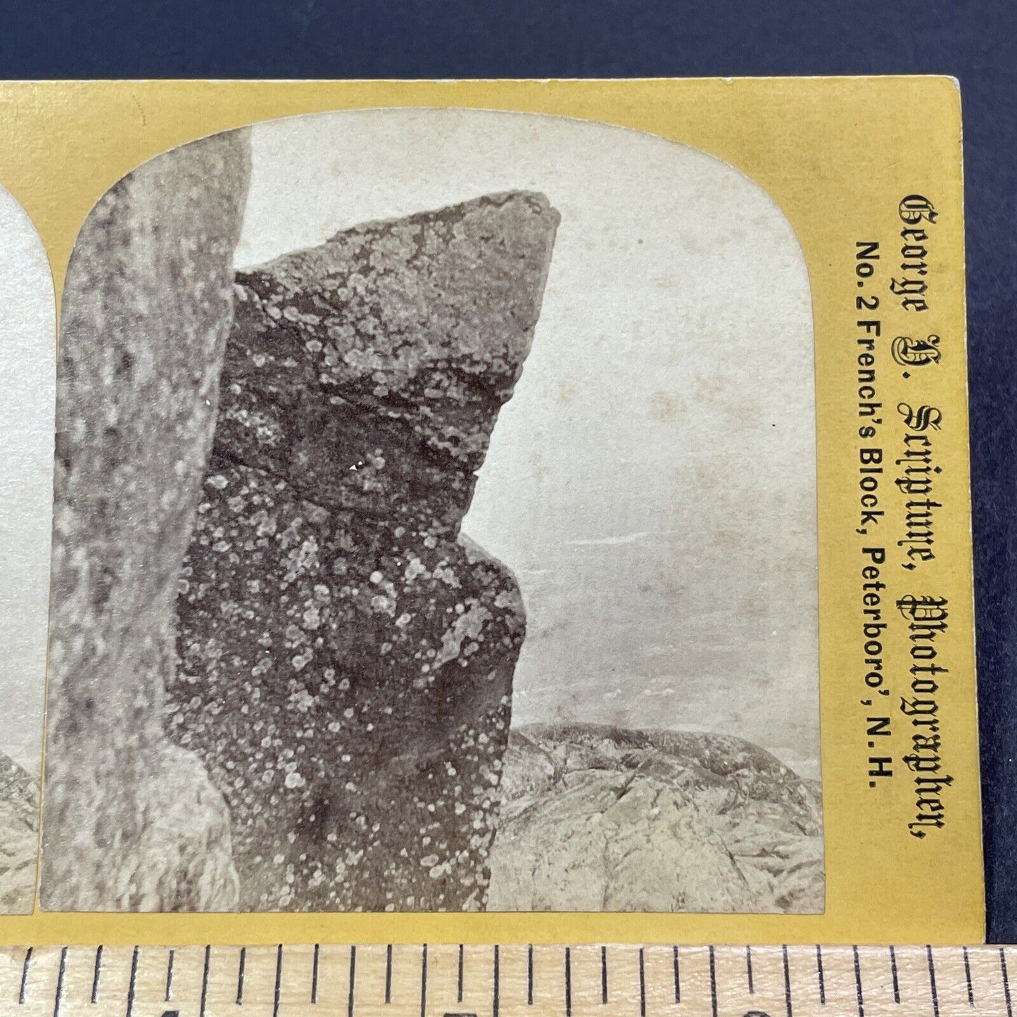Antique 1870s Lovers Leap Jumping Rock Monadnock NH Stereoview Photo Card V2002