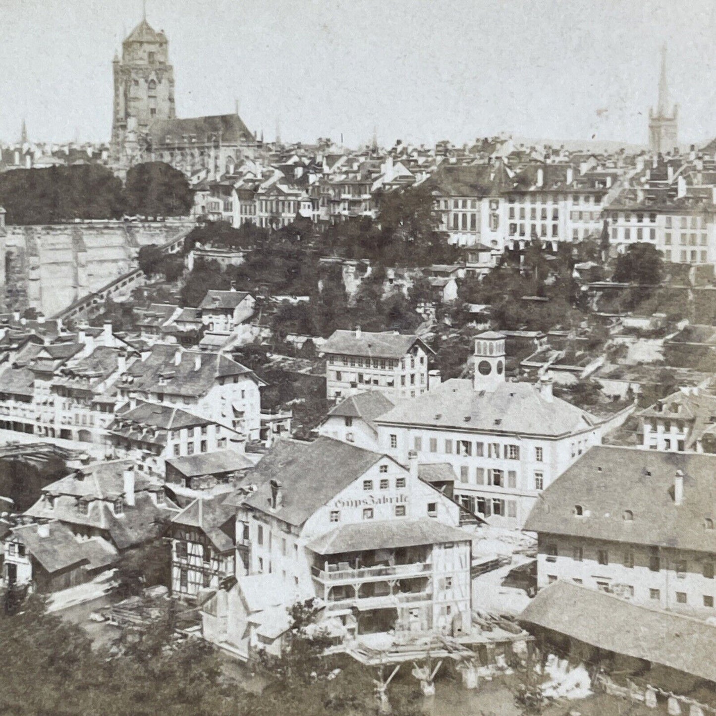 Bern Switzerland Stereoview City View From Cathedral Antique c1865 X3615