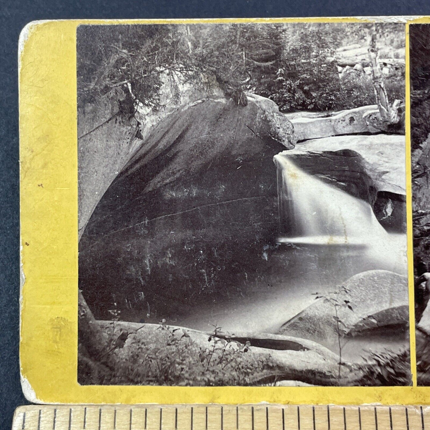 Antique 1860s The Jumping Rock Franconia Notch NH Stereoview Photo Card V1759