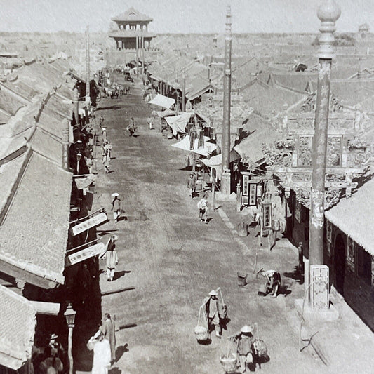 Antique 1904 The Main Street In Shenyang China Stereoview Photo Card P5633