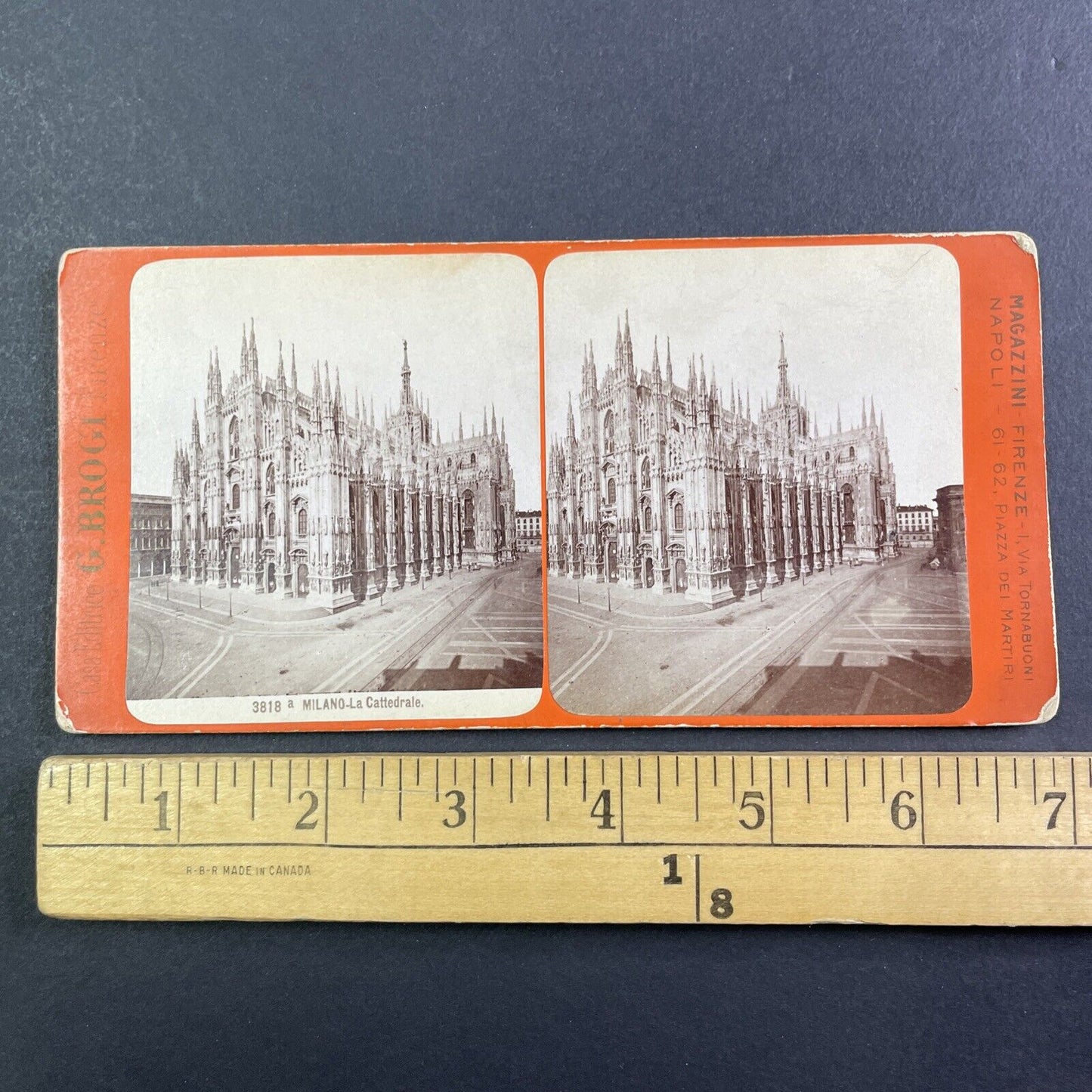 Cathedral Church Milan Italy Stereoview Giacomo Brogi Antique c1880 Y119