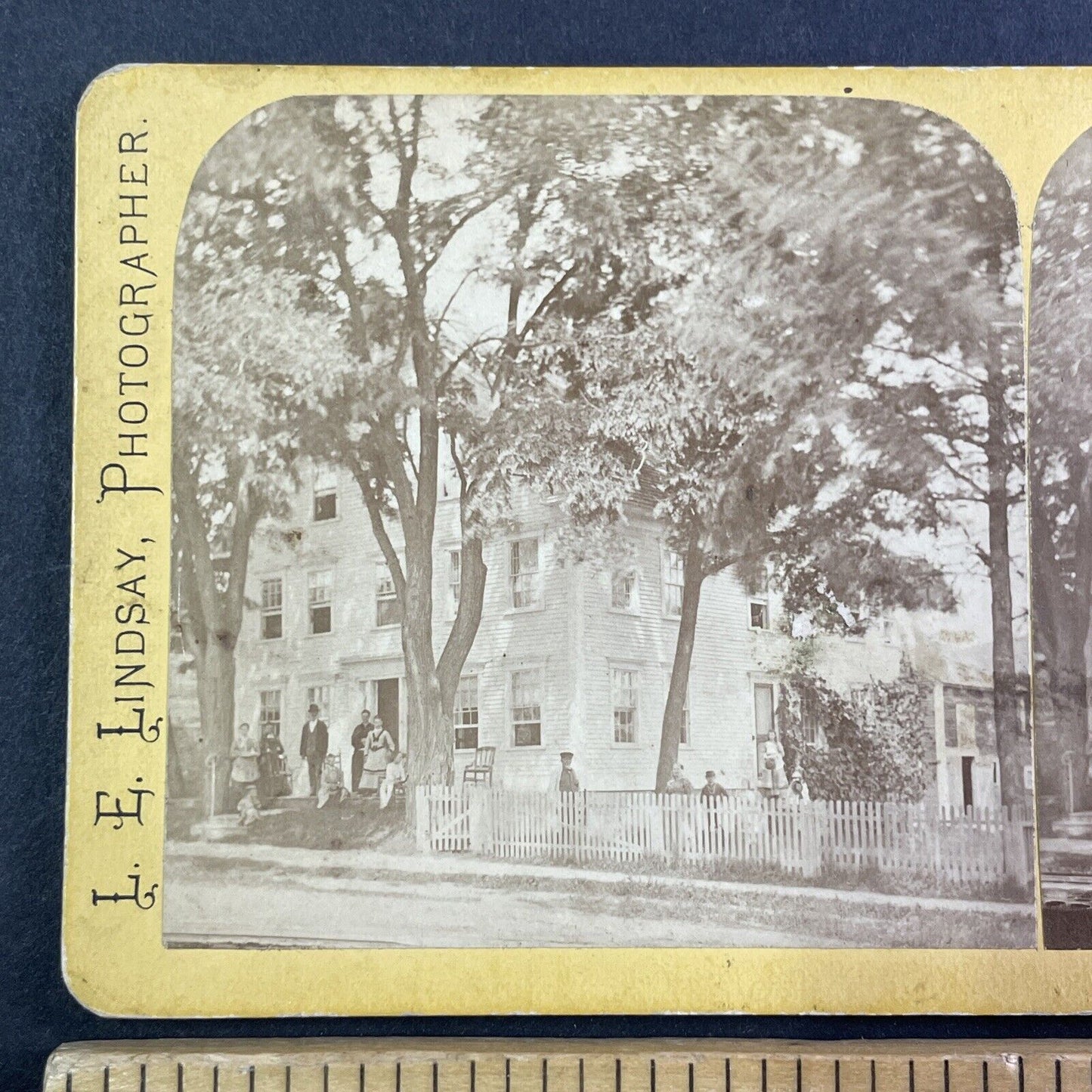 Hotel in Laconia New Hampshire Stereoview L.E. Lindsay Antique c1870s Y892