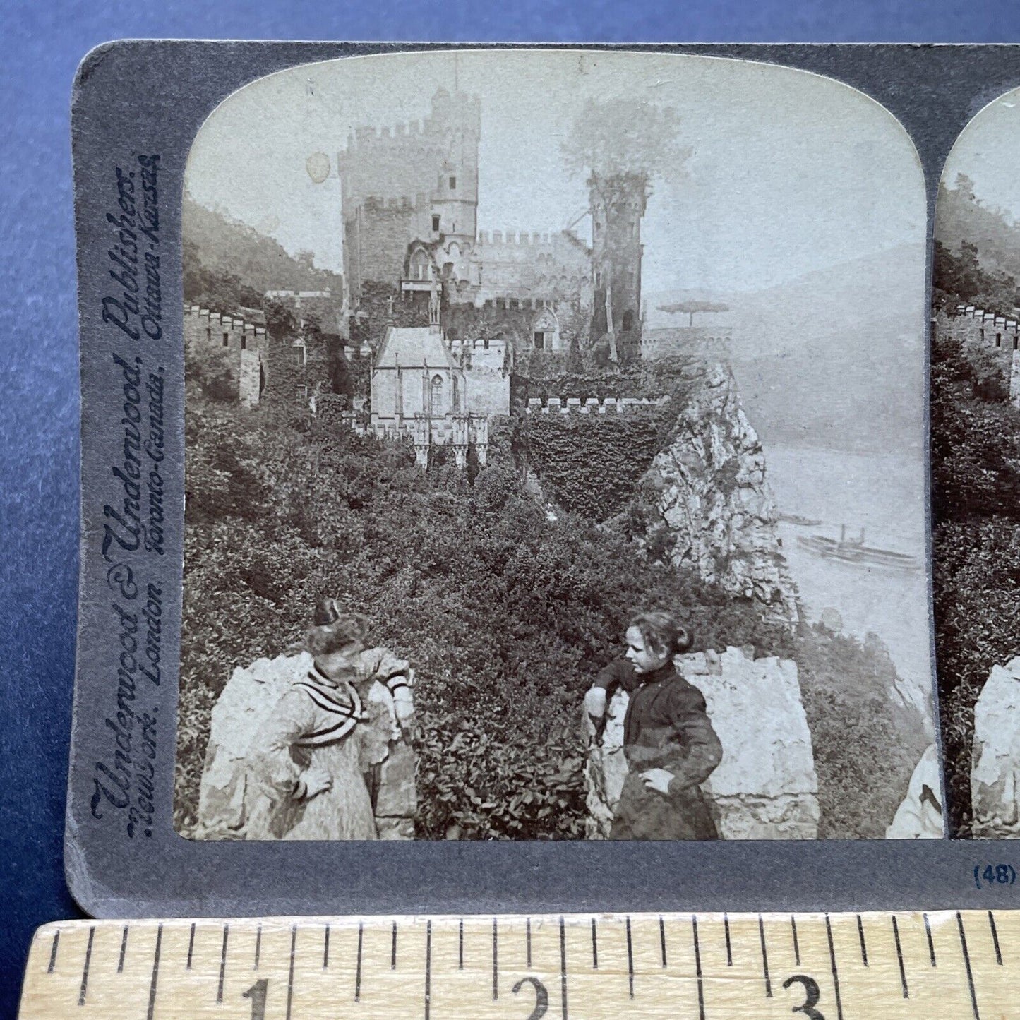 Antique 1902 German Women At Castle Rheinstein Stereoview Photo Card P2513