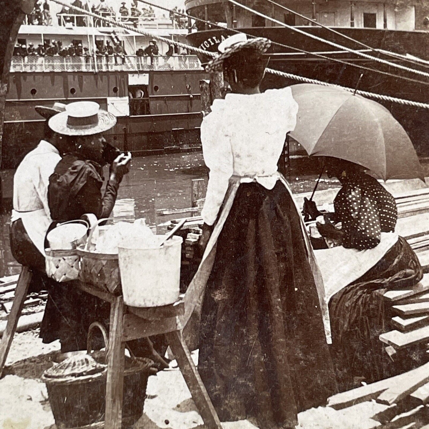 Wealthy African American Women Stereoview Tampa Bay Florida Antique c1898 X3896