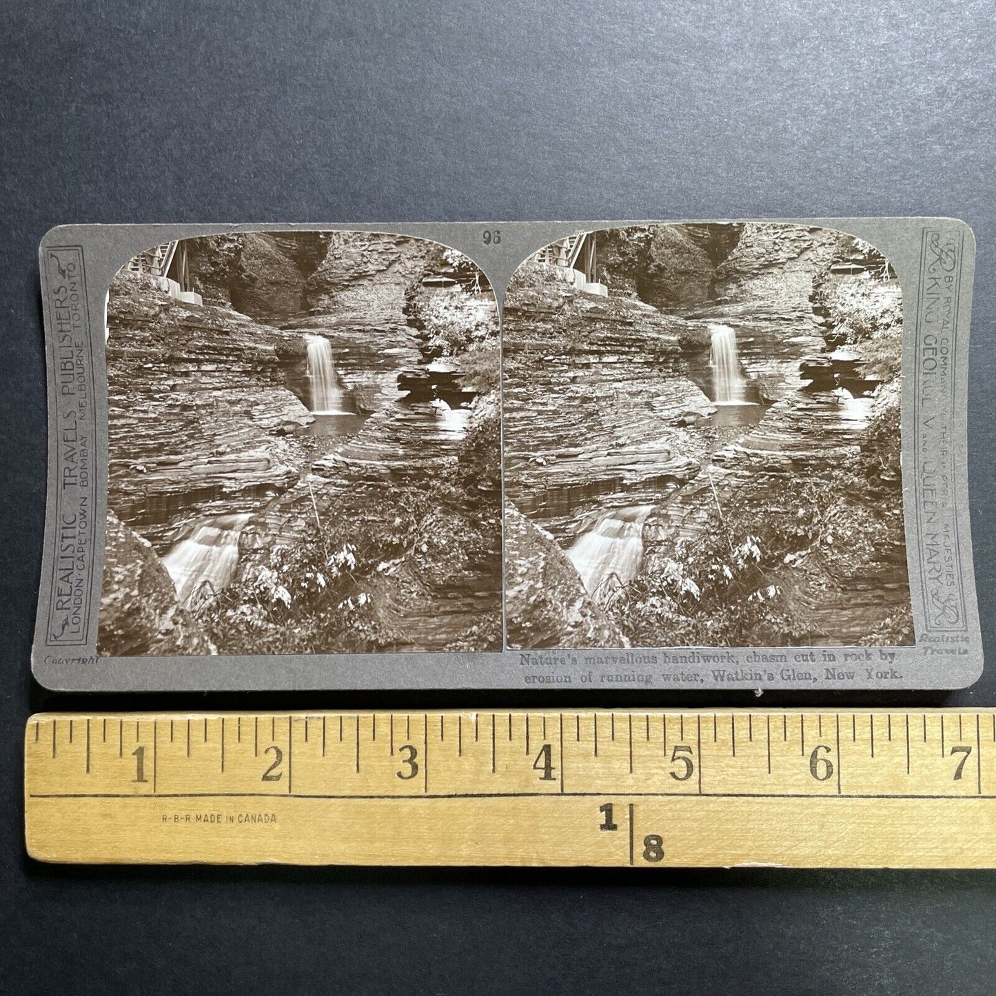 Antique 1901 Watkin's Glen New York Waterfall Stereoview Photo Card P1342