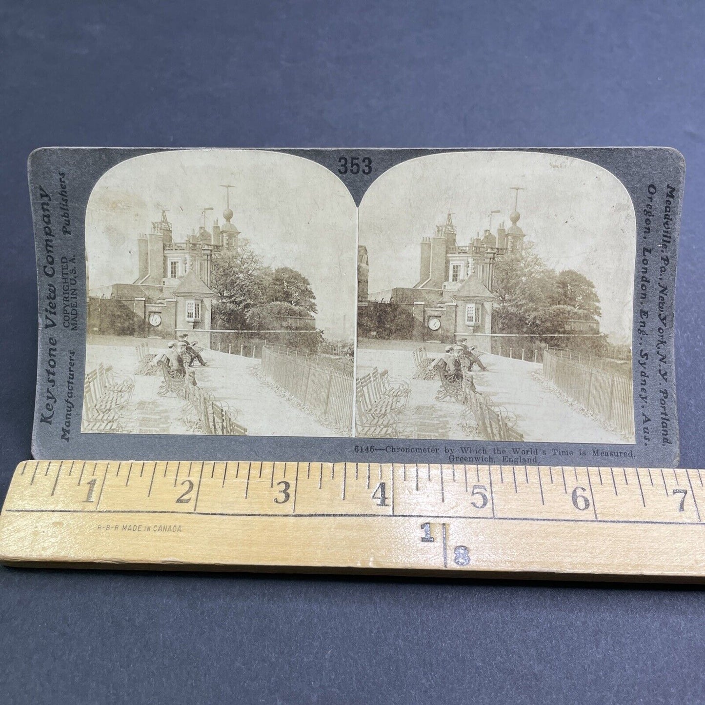 Antique 1909 The Great Chronometer Greenwich UK Stereoview Photo Card P1928