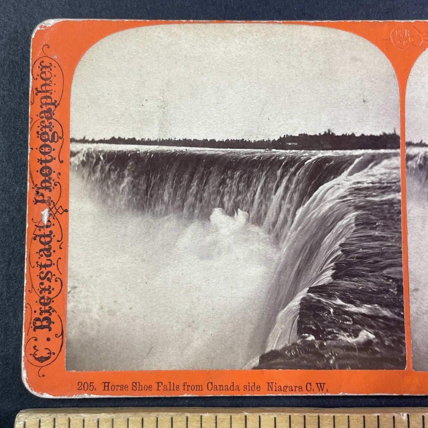 Horse Shoe Falls Heavy Water Flow Niagara Stereoview C. Bierstadt c1870s Y1846