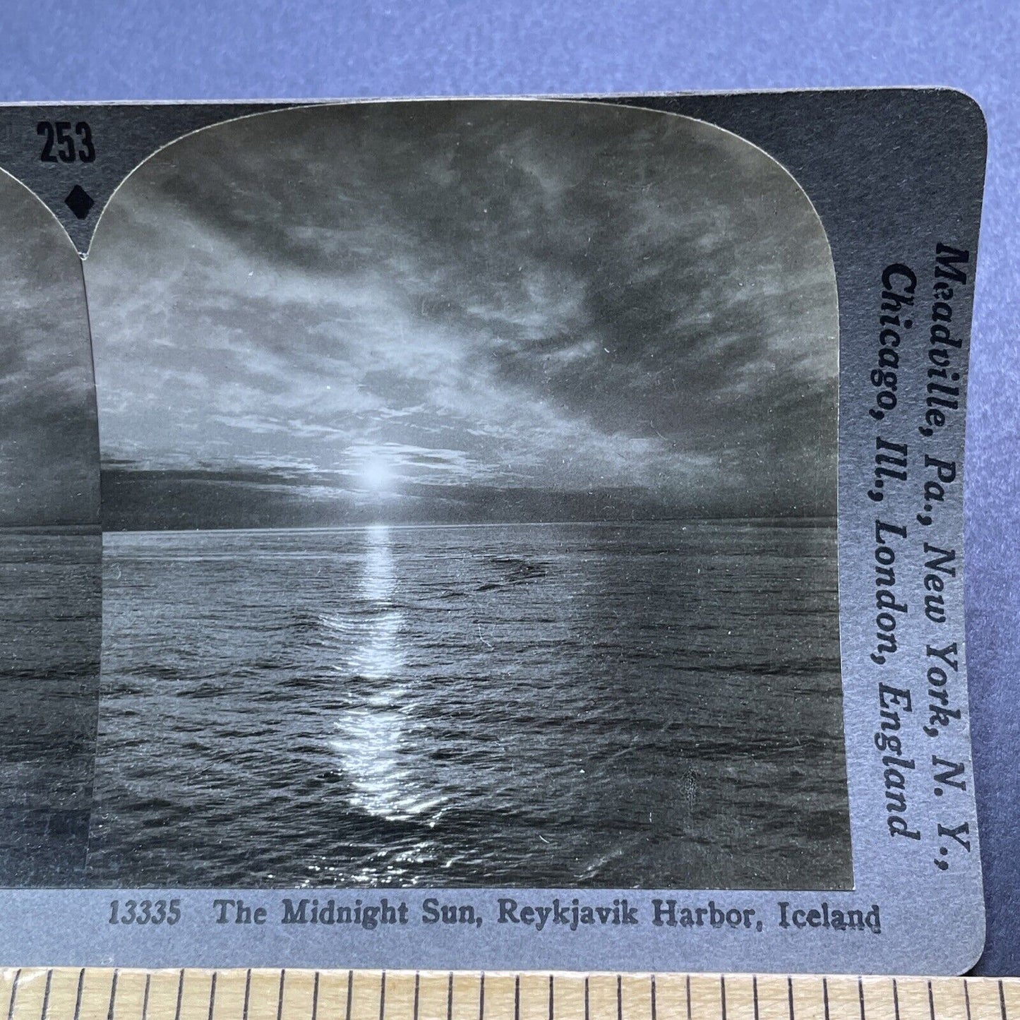 Antique 1920s Sunset In Reykjavik Iceland Stereoview Photo Card V2970