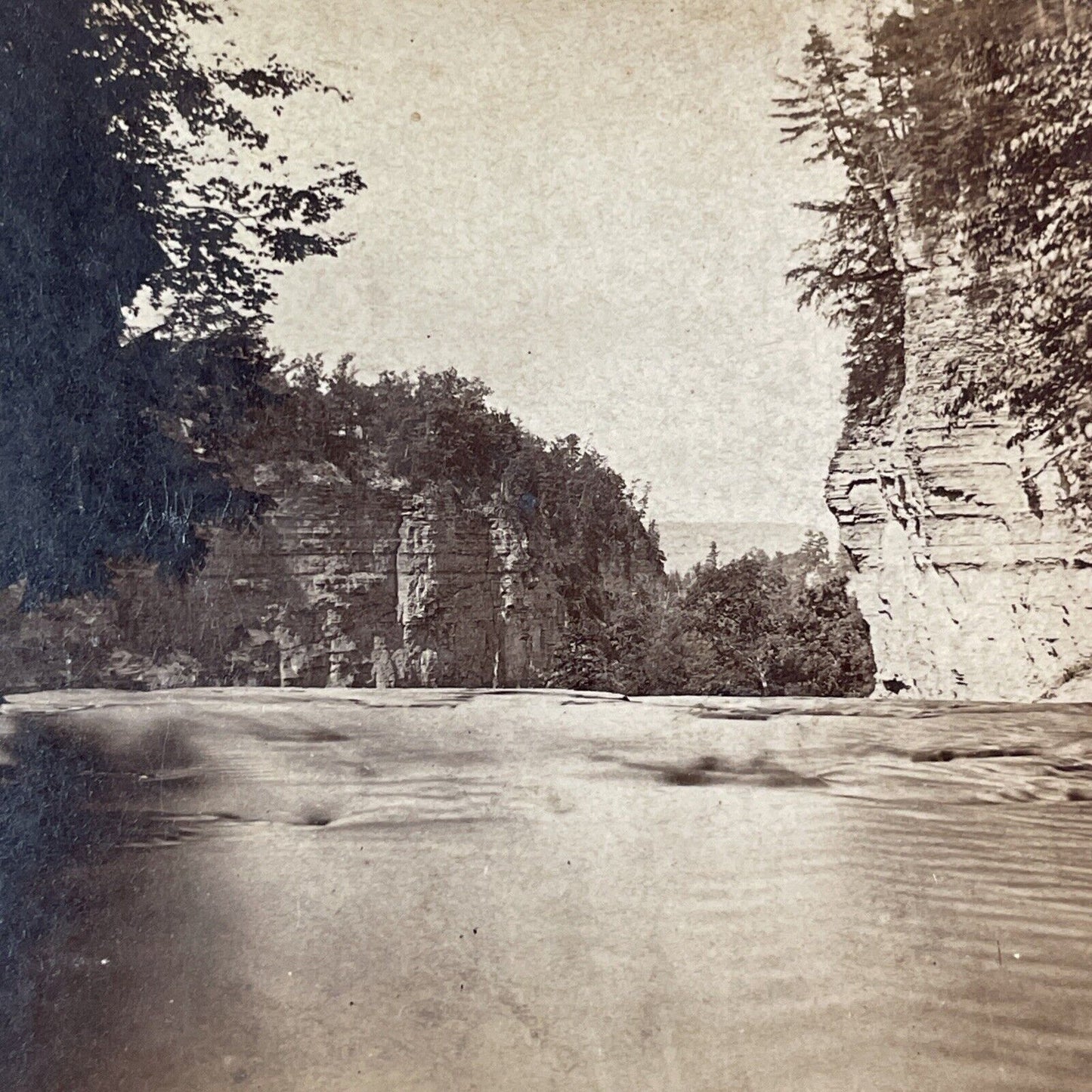 Top of Taughannock Falls Stereoview Trumansburg New York Antique c1870s Y2173