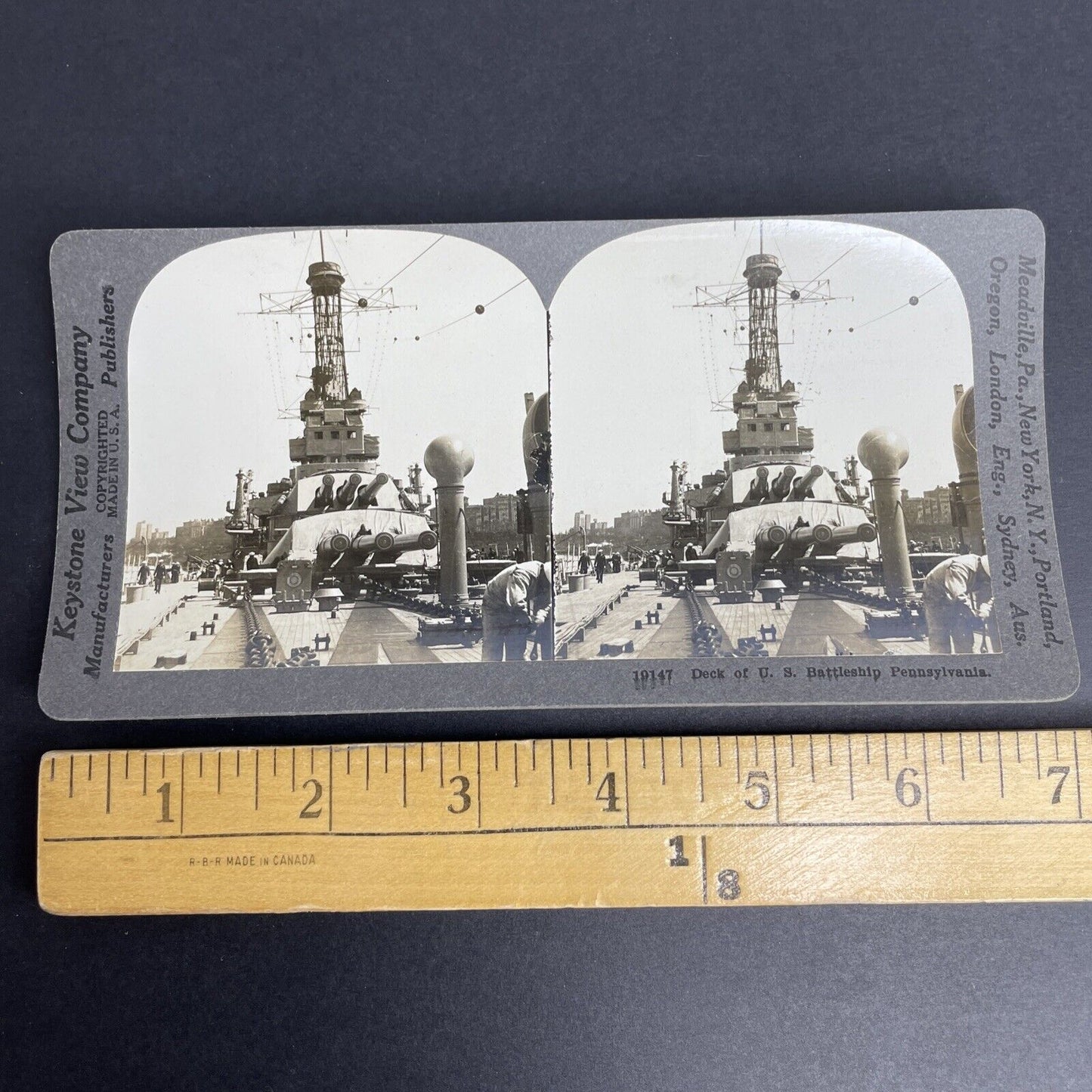 Antique 1918 U.S. Battleship Pennsylvania Naval Ship Stereoview Photo Card P907