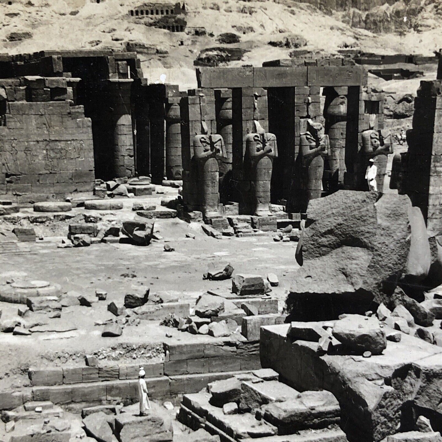 Antique 1910s Ramesseum Temple Luxor Egypt Stereoview Photo Card P2042