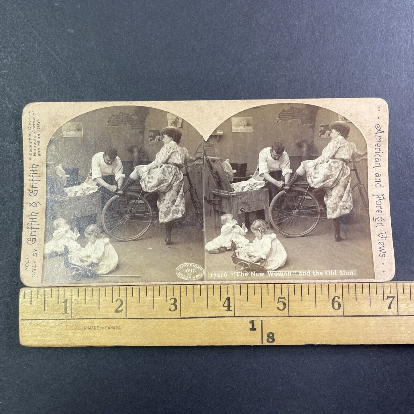 Man Tying Woman's Shoe Suffragette Movement Stereoview Antique c1897 X1897