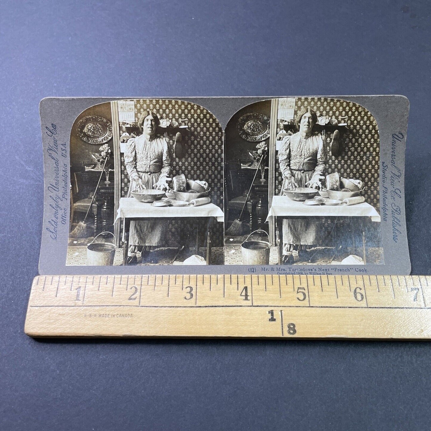 Antique 1902 Man Dresses As French Cook Maid Stereoview Photo Card P2907