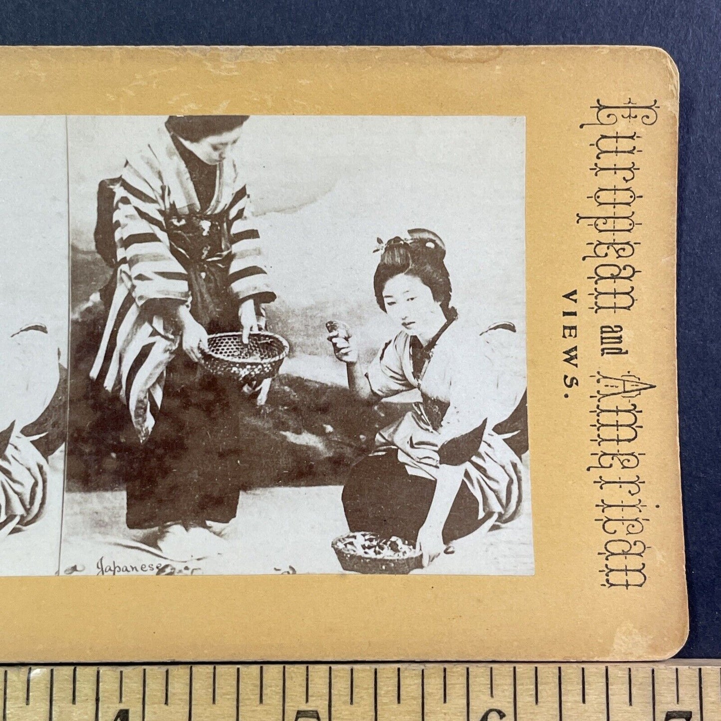 Japanese Women Shell Picking Stereoview Kusakabe Kimbei Antique c1870 X3113 RARE