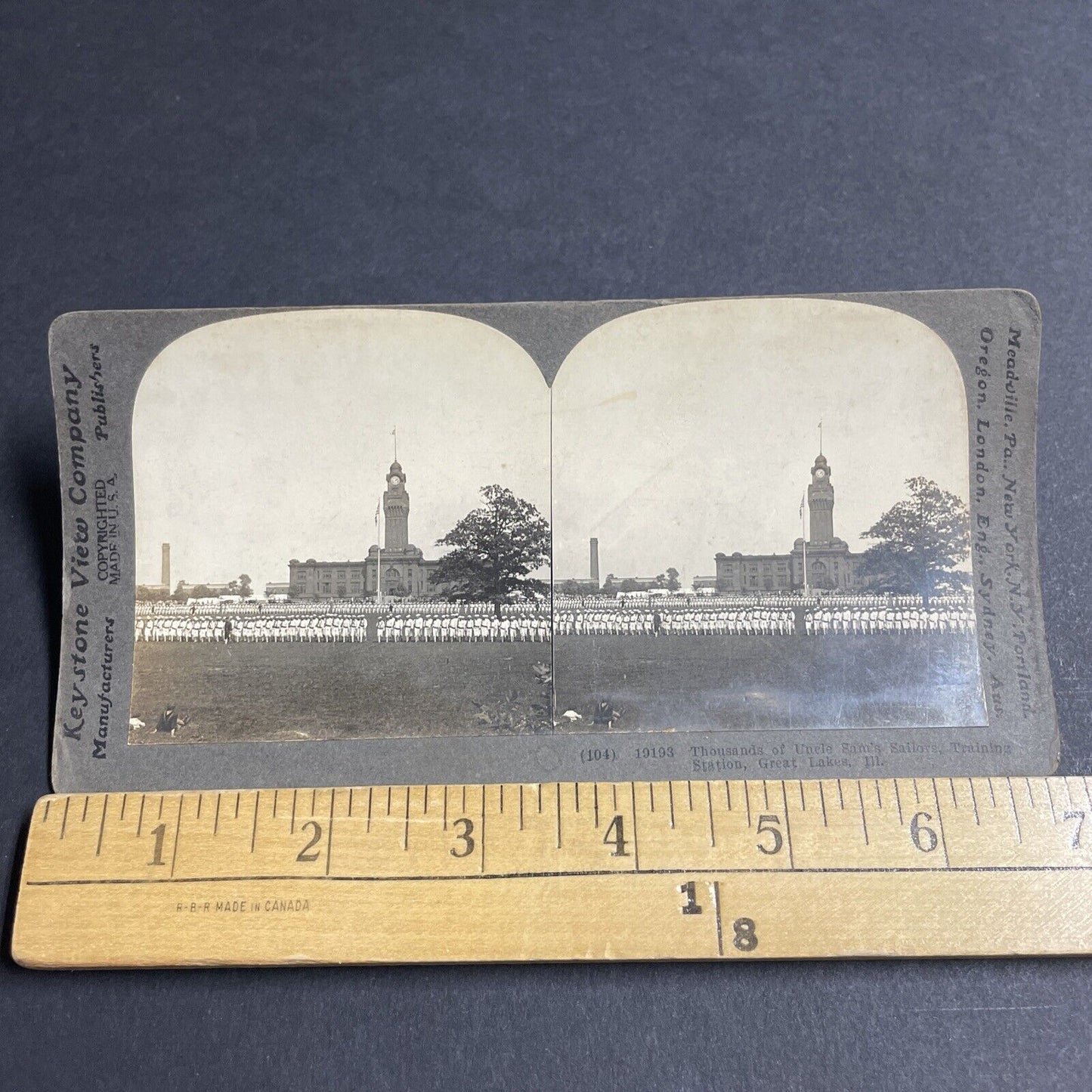 Antique 1903 US Navy Sailors Great Lakes Illinois Stereoview Photo Card P4821