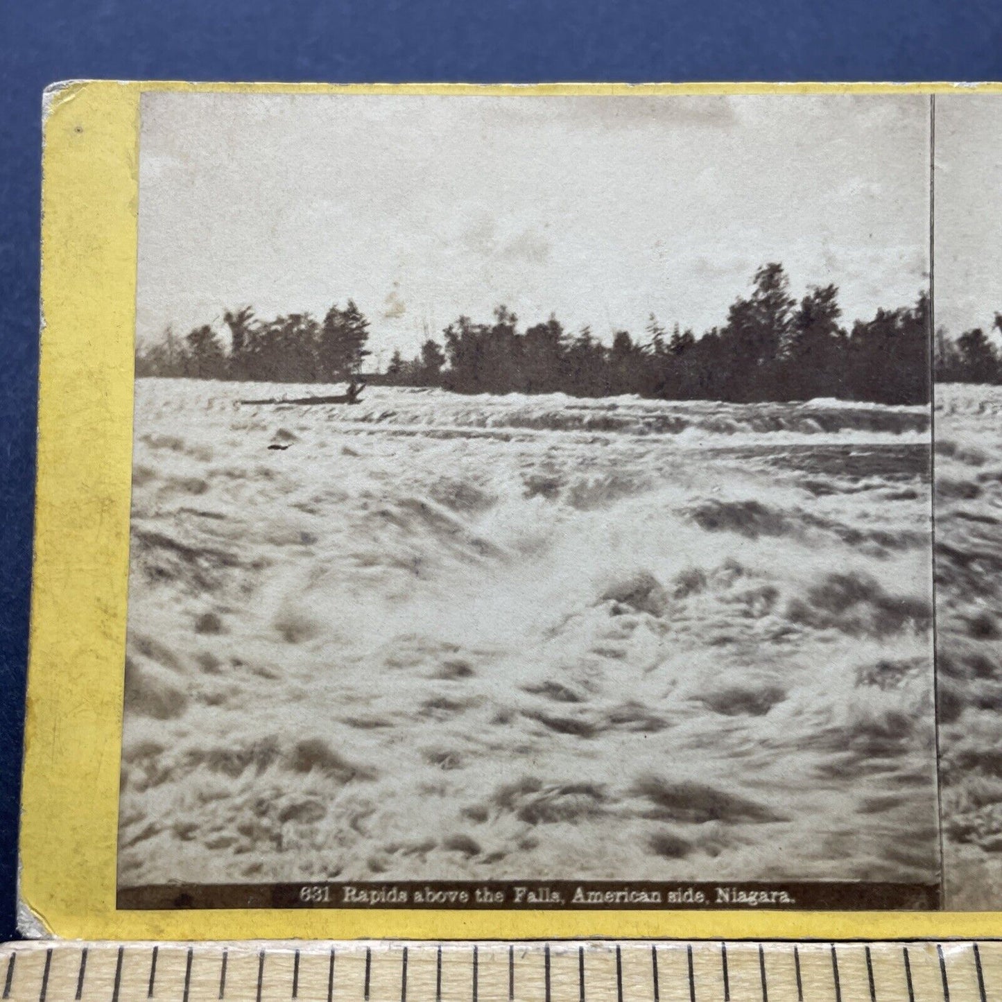 Antique 1870s Upper Niagara Falls River Rapids NY Stereoview Photo Card P2524