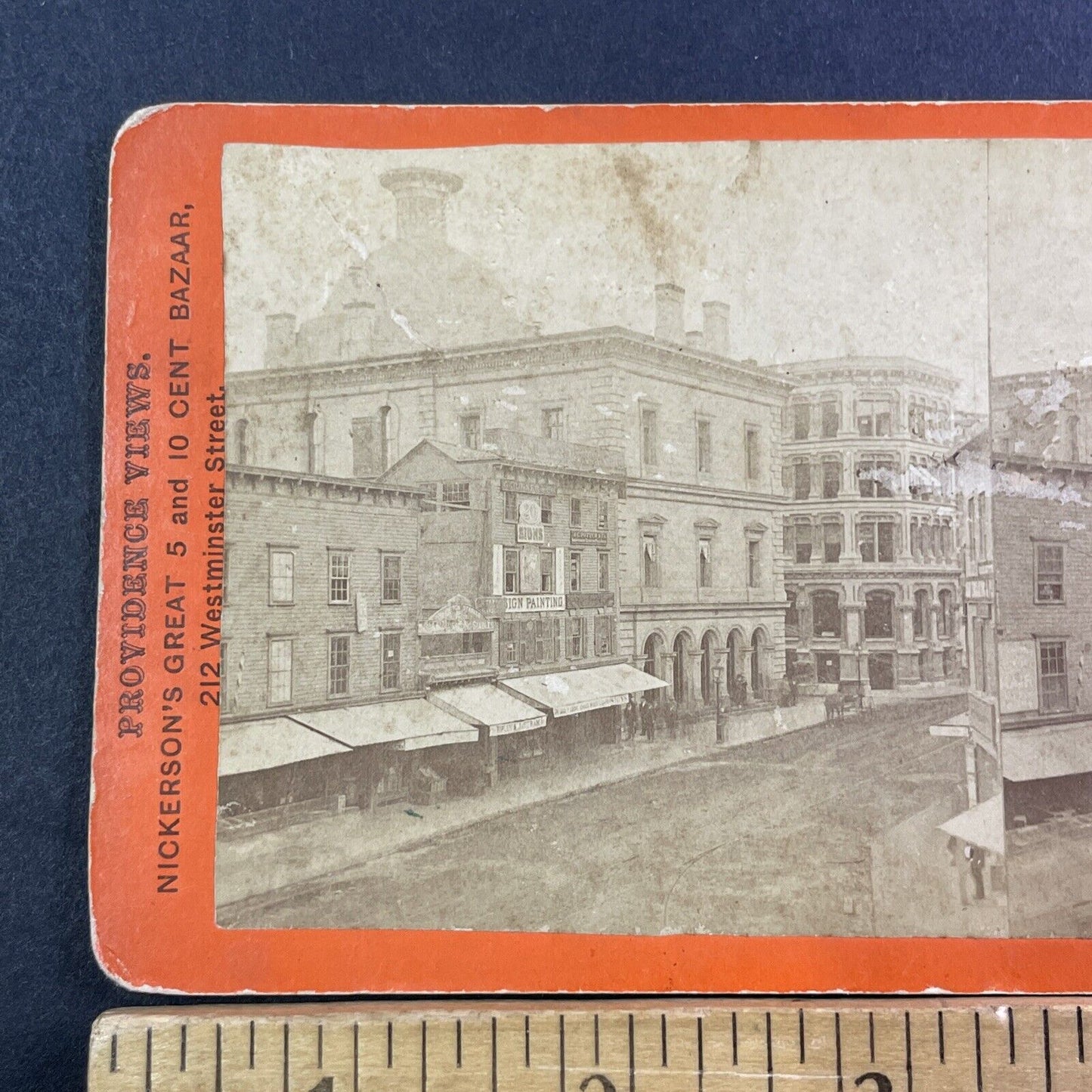 USPS Post Office Stereoview Providence Rhode Island Antique c1878 X1330