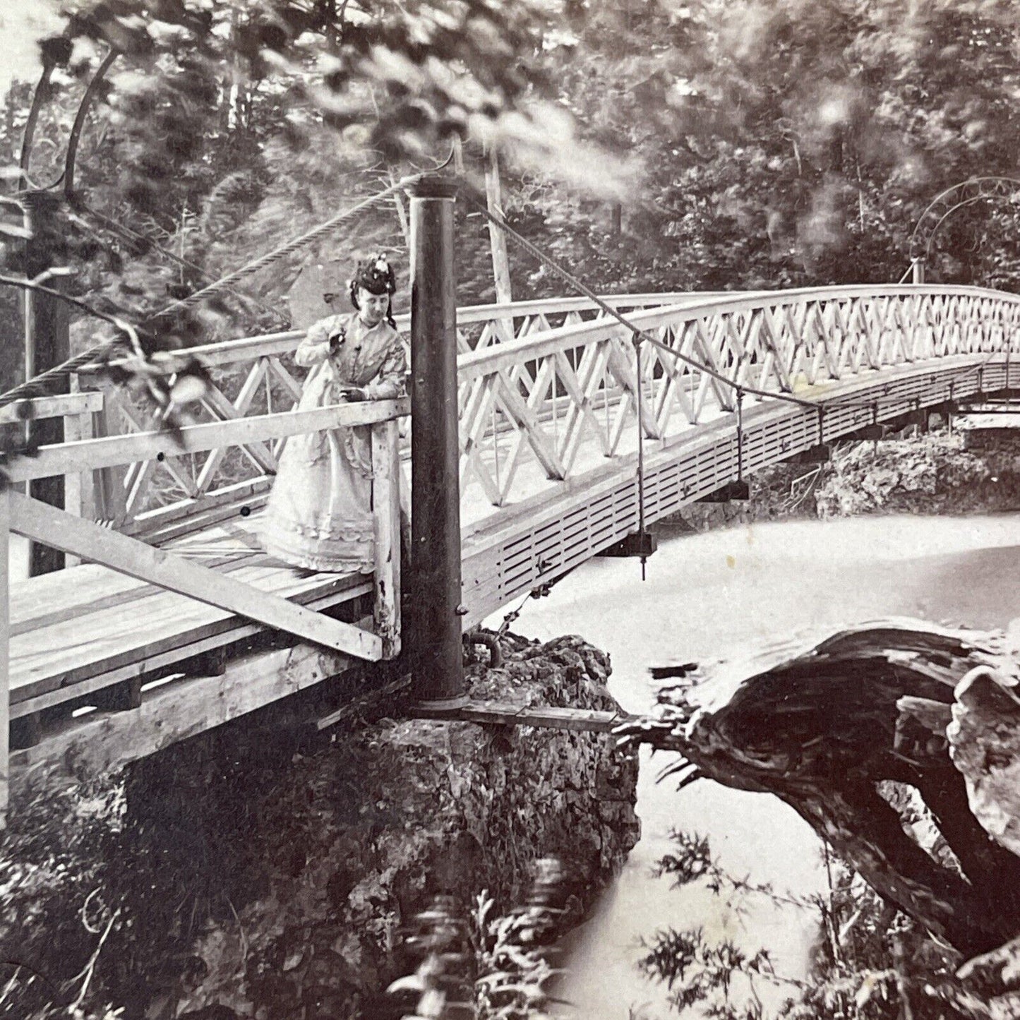 Victorian Woman Sister Island New York Stereoview Charles Bierstadt c1870s Y2228