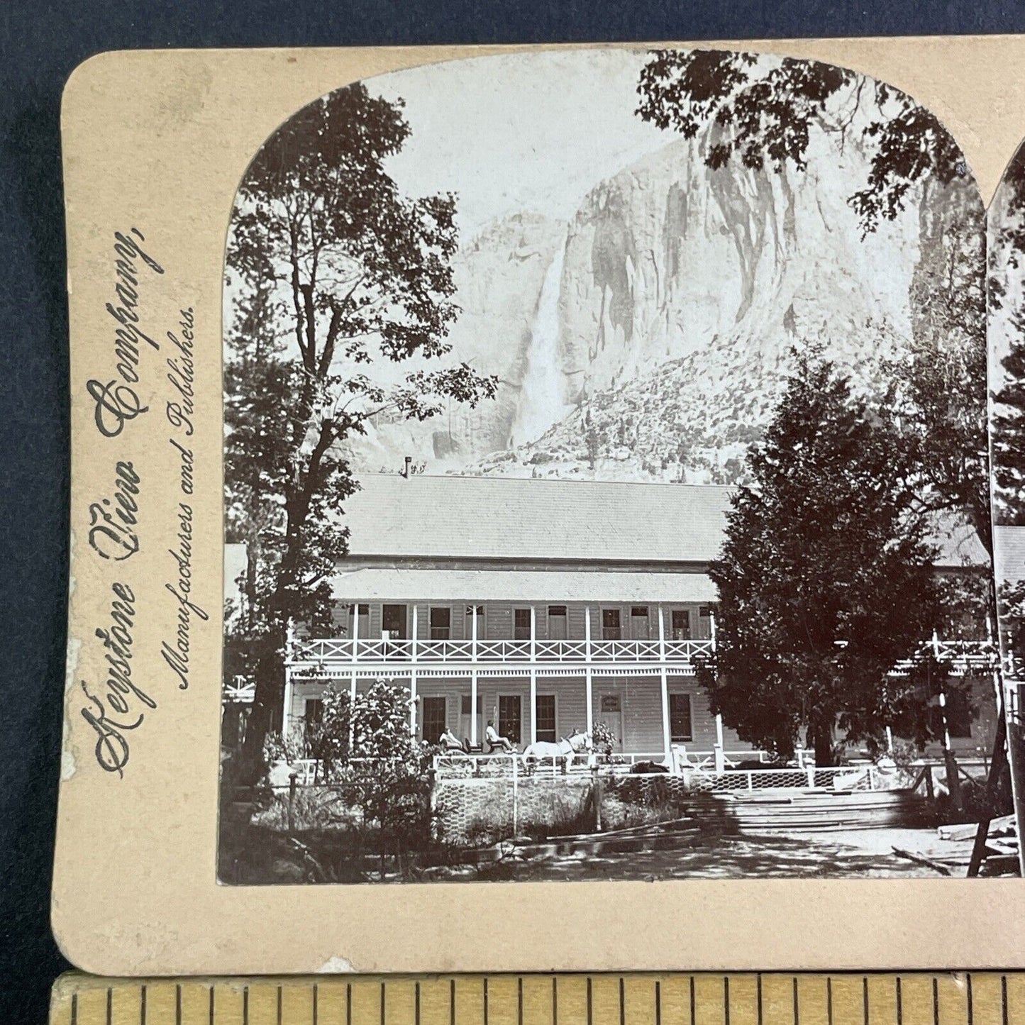 Sentinel Hotel Yosemite California Stereoview Upper Cascade Antique c1897 X2845