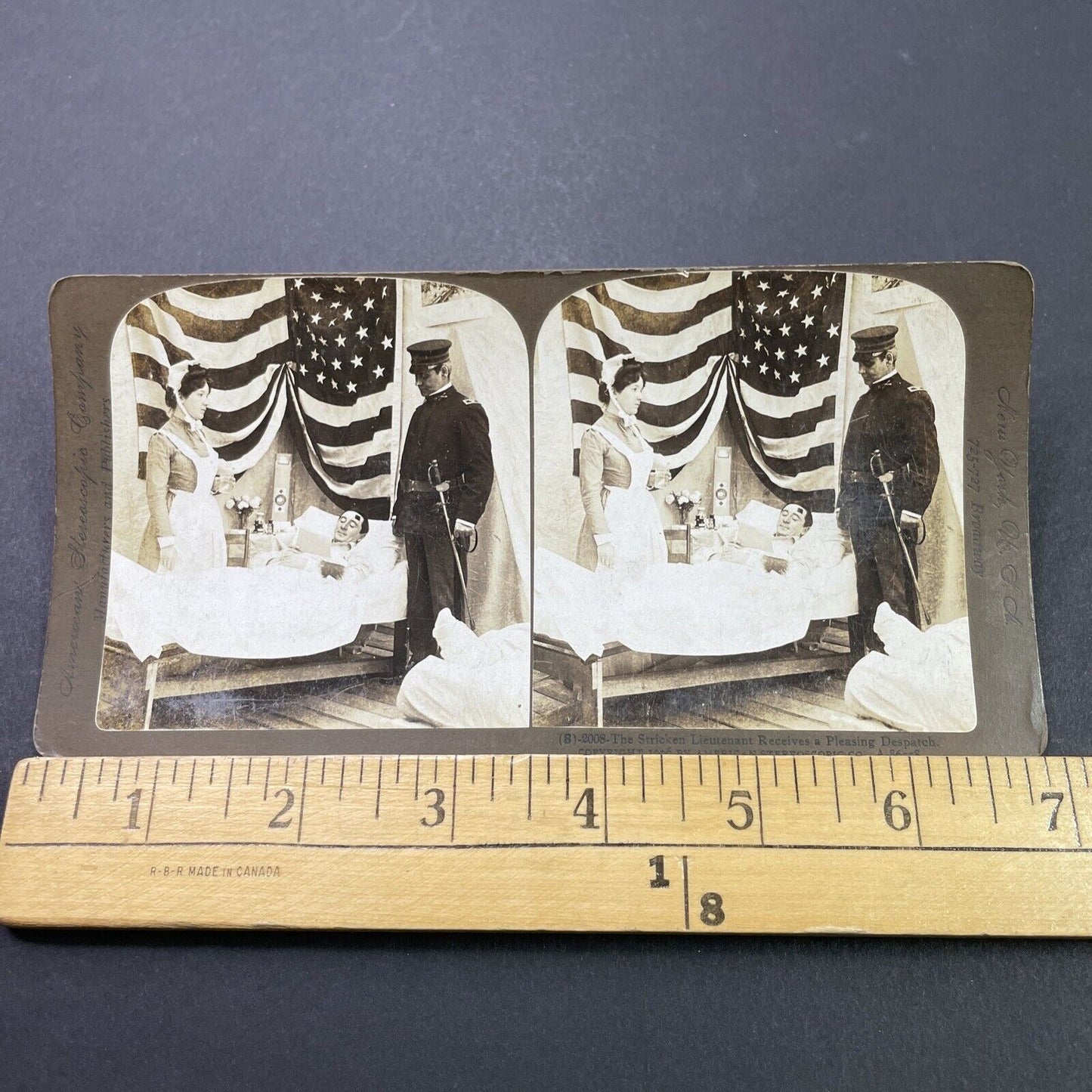 Antique 1906 Wounded US Soldier Hospital Discharged Stereoview Photo Card P3109