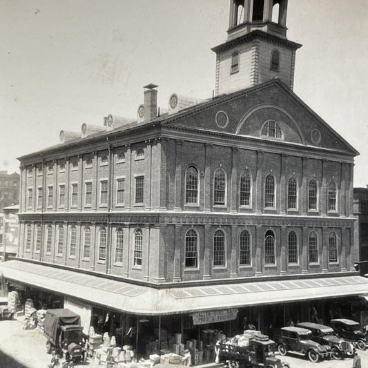 Antique 1920s Faneuil Hall Boston Massachusetts Stereoview Photo Card V2635