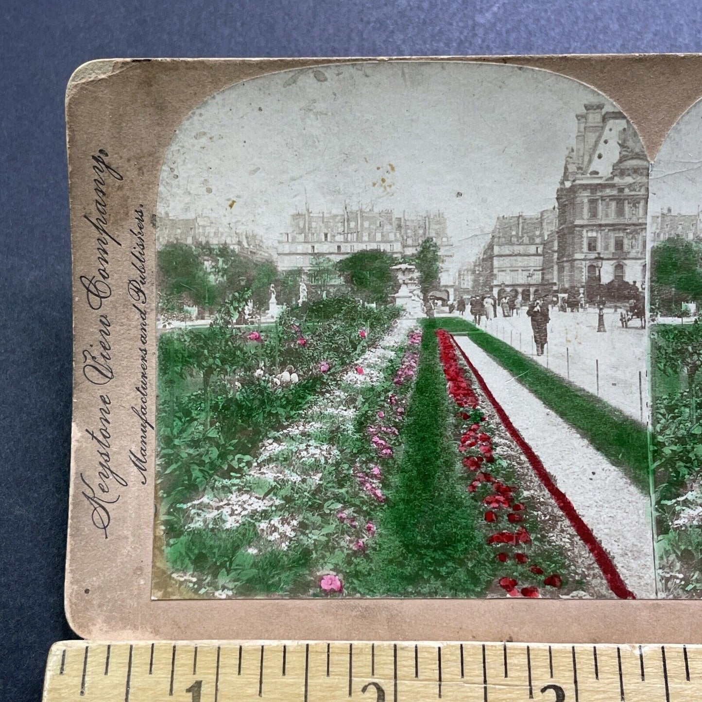 Antique 1895 Gardens In Paris France City Center Stereoview Photo Card V3402