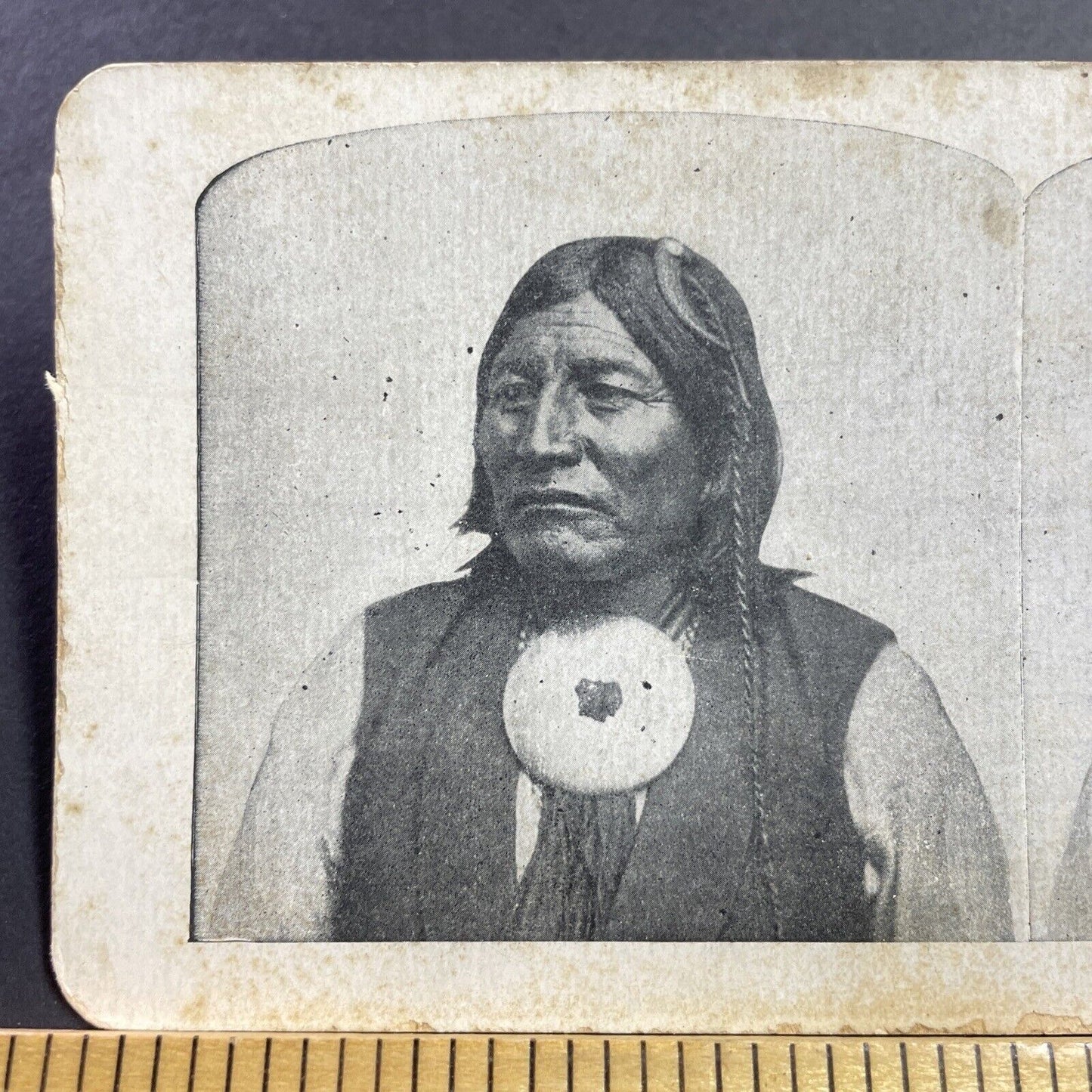 Antique 1905 Chief Mow-Way Native American Indian Stereoview Photo Card Q2248