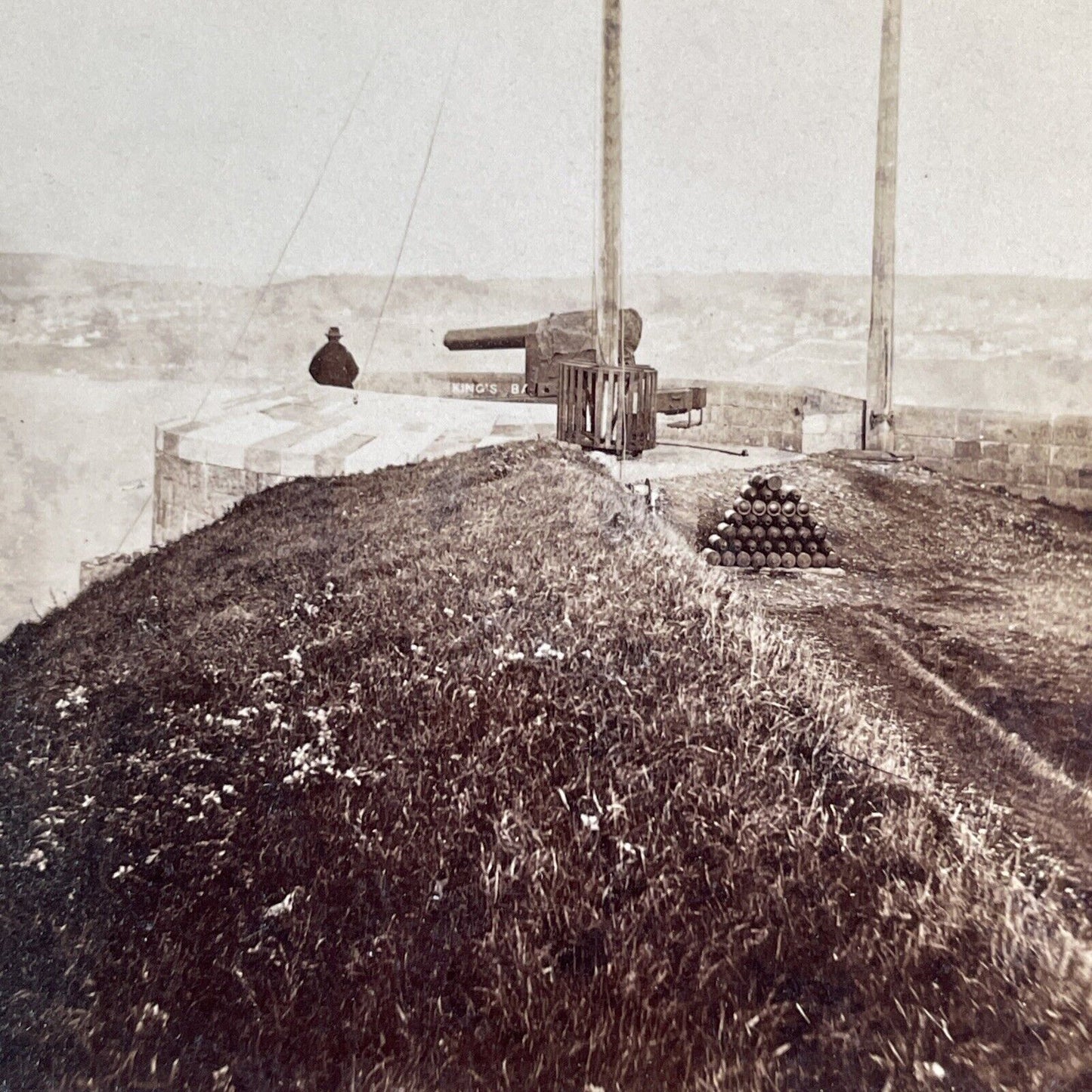 Quebec City Gunnery Fortifications Stereoview L.P. Vallee Antique c1870 Y2605