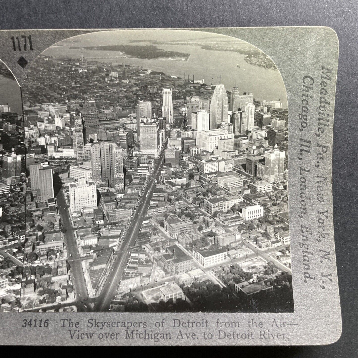 Antique 1920s City Of Detroit Michigan Ave Stereoview Photo Card P1700