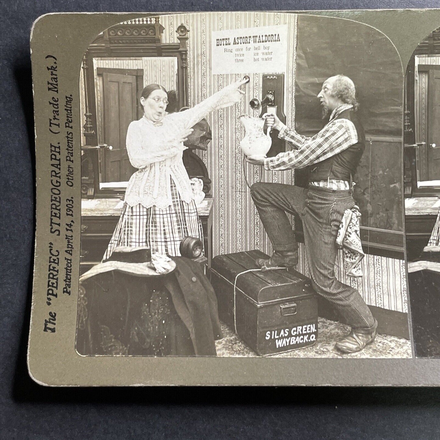 Antique 1903 Waldorf-Astoria Parody Comedy Sketch Stereoview Photo Card P1478