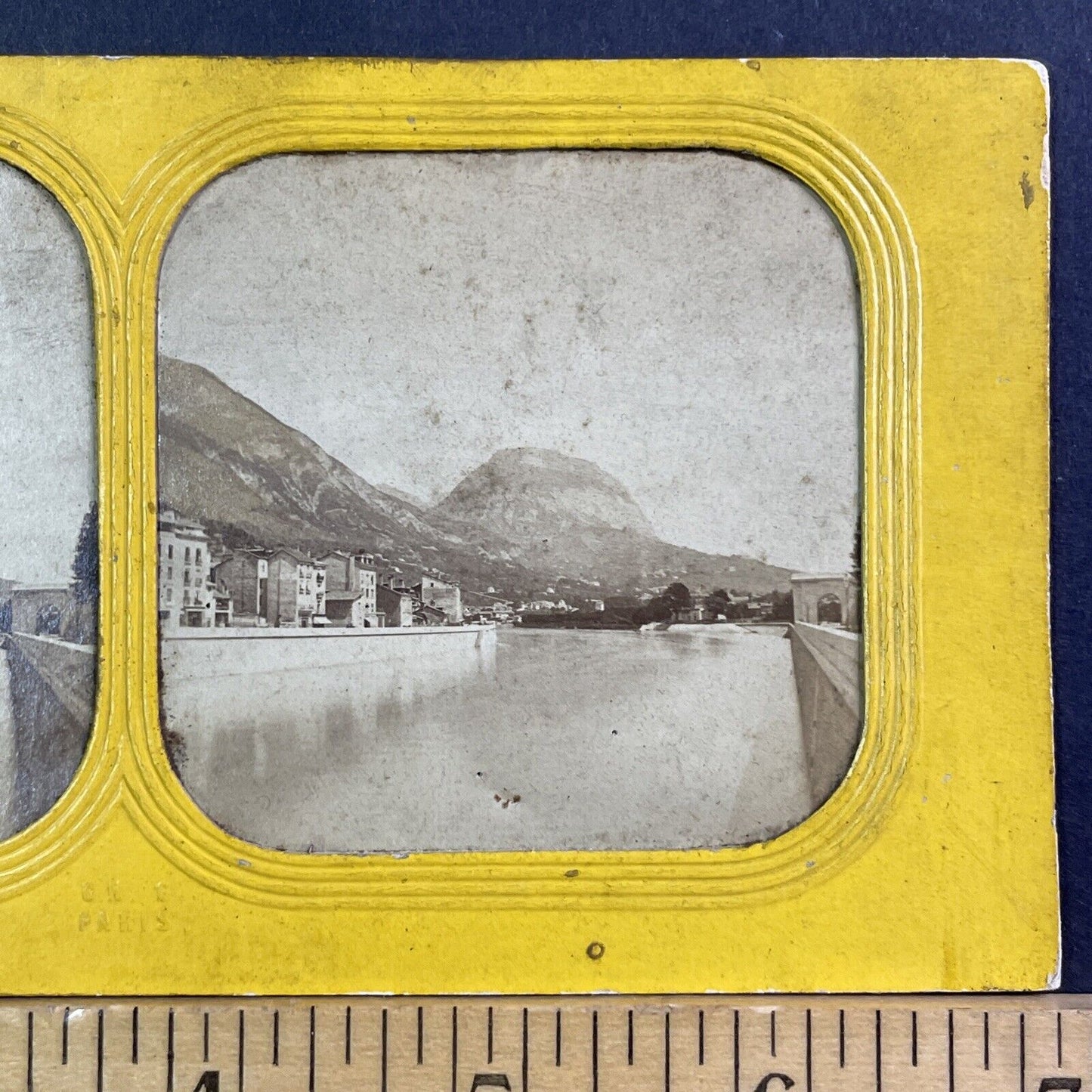 Grenoble France City View Stereoview French Tissue Antique c1860s XT2111