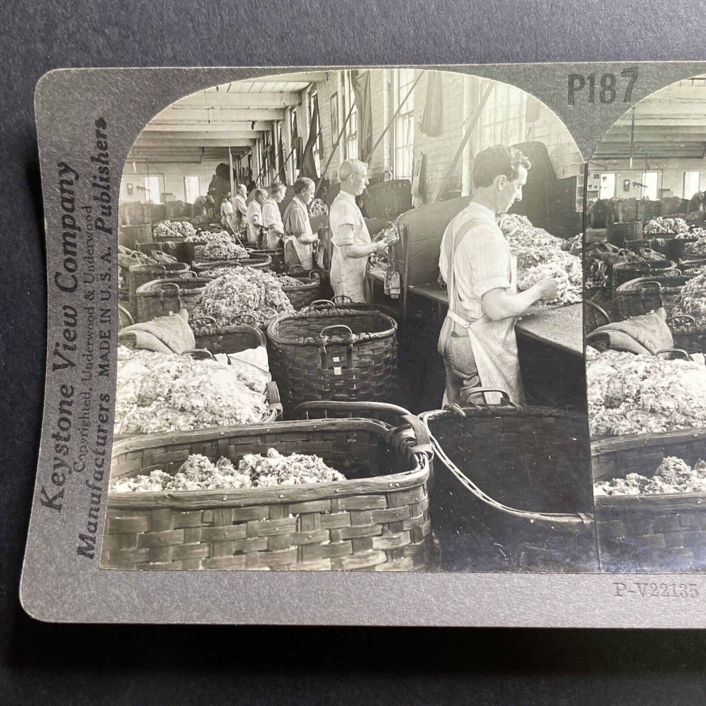 Antique 1909 Wool Factory In The United States Stereoview Photo Card P1780