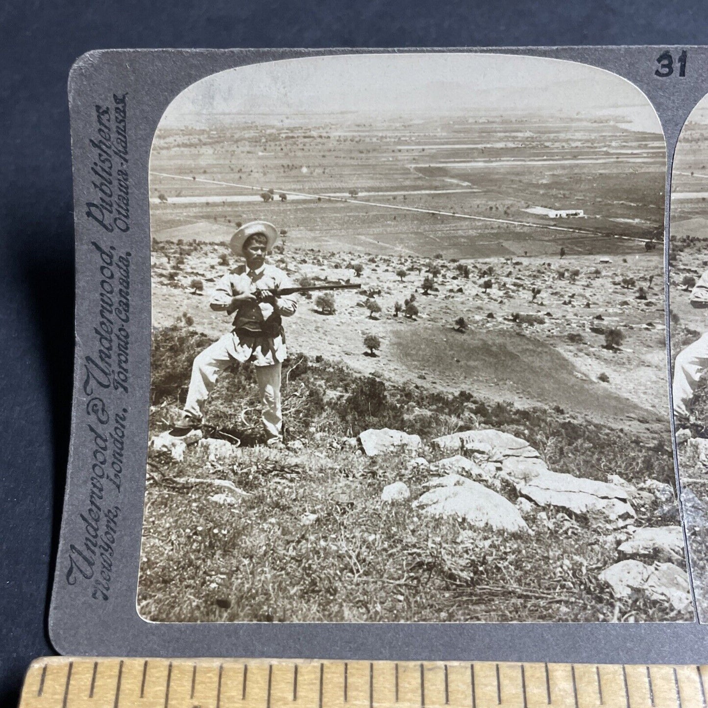 Antique 1898 Armed Greek Rebel Marathon Greece Stereoview Photo Card P4436