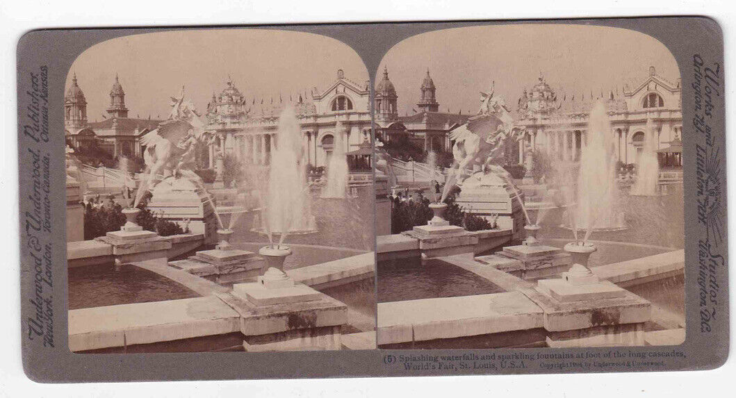 Antique 1904 Marble Fountains, World's Fair, St. Louis Missouri Stereo Card P147