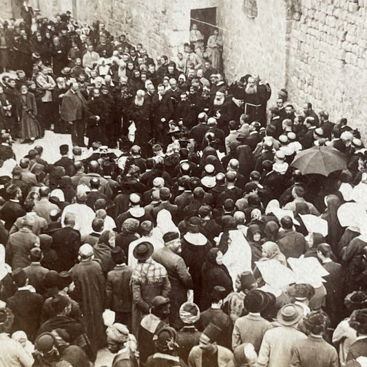 Antique 1897 Christian Jewish Muslim Pilgrims Israel Stereoview Photo Card P4482