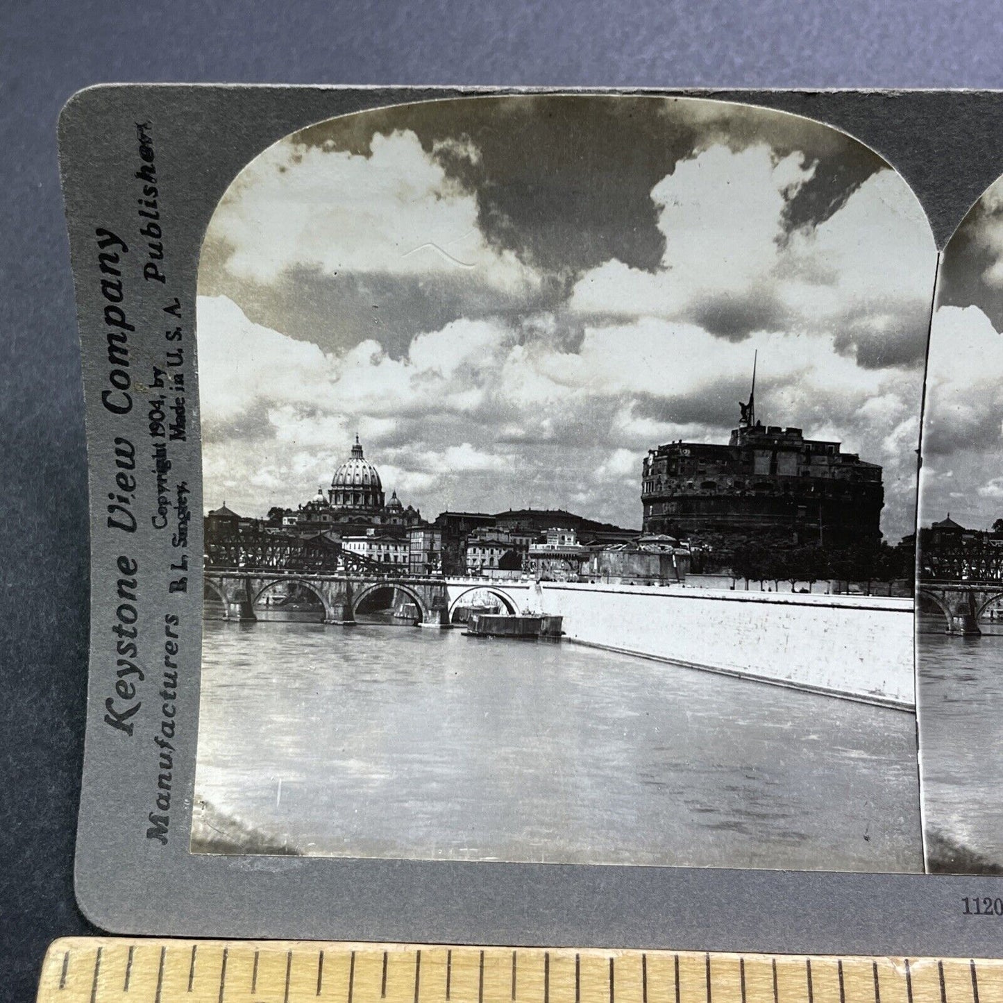 Antique 1904 Castle Of San Angelo Rome Italy Stereoview Photo Card V2877