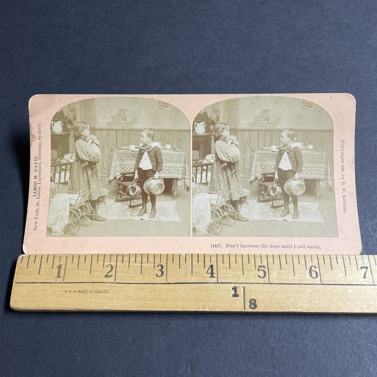 Antique 1897 Children Play Doctor In House Stereoview Photo Card P4633