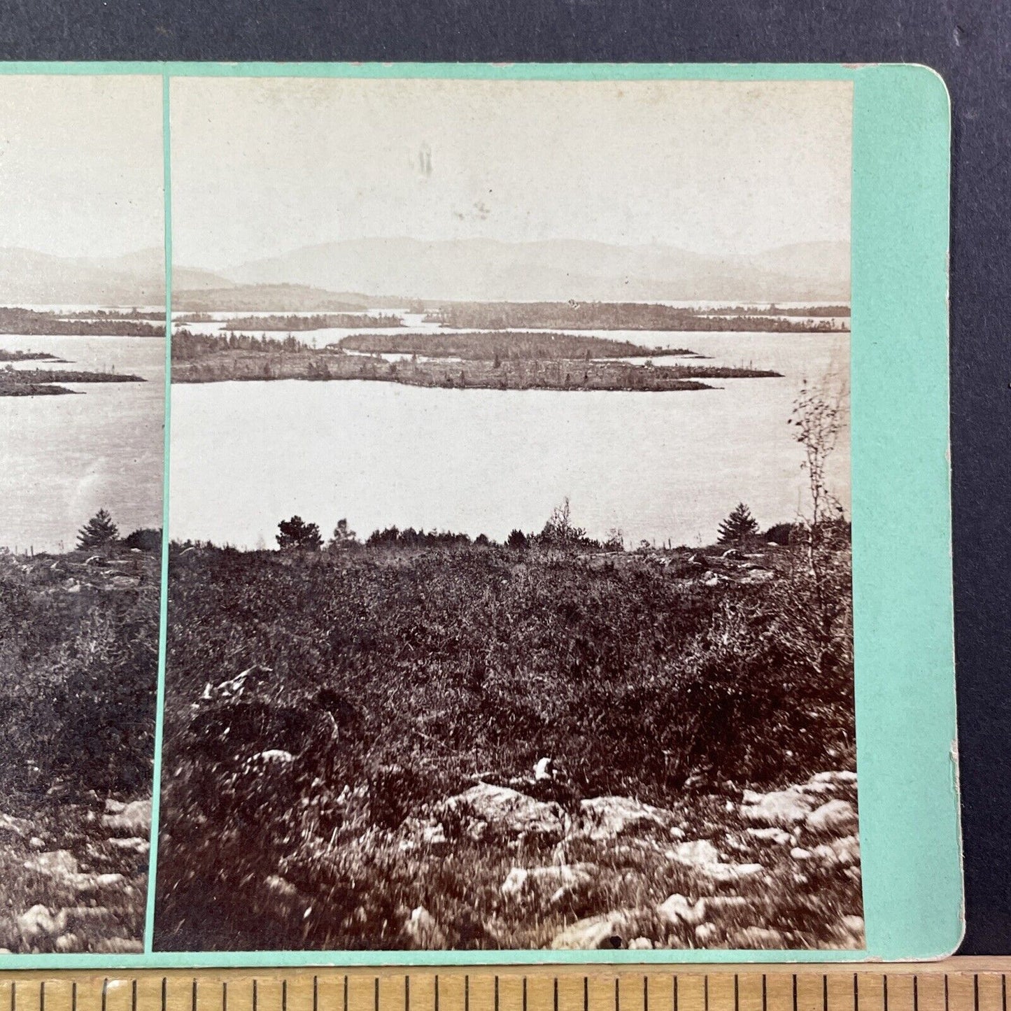 Lake Winnipesaukee NH Stereoview Photo Card ET Brigham Antique c1869 X861