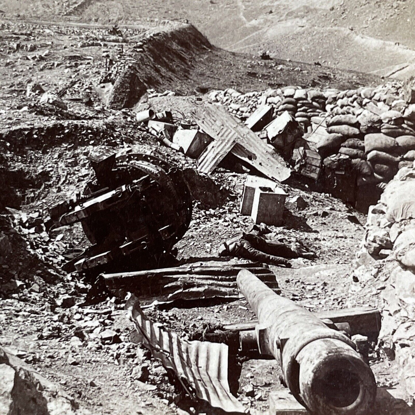 Russian Defences Destroyed Stereoview Russo-Sino War Antique c1905 X4219