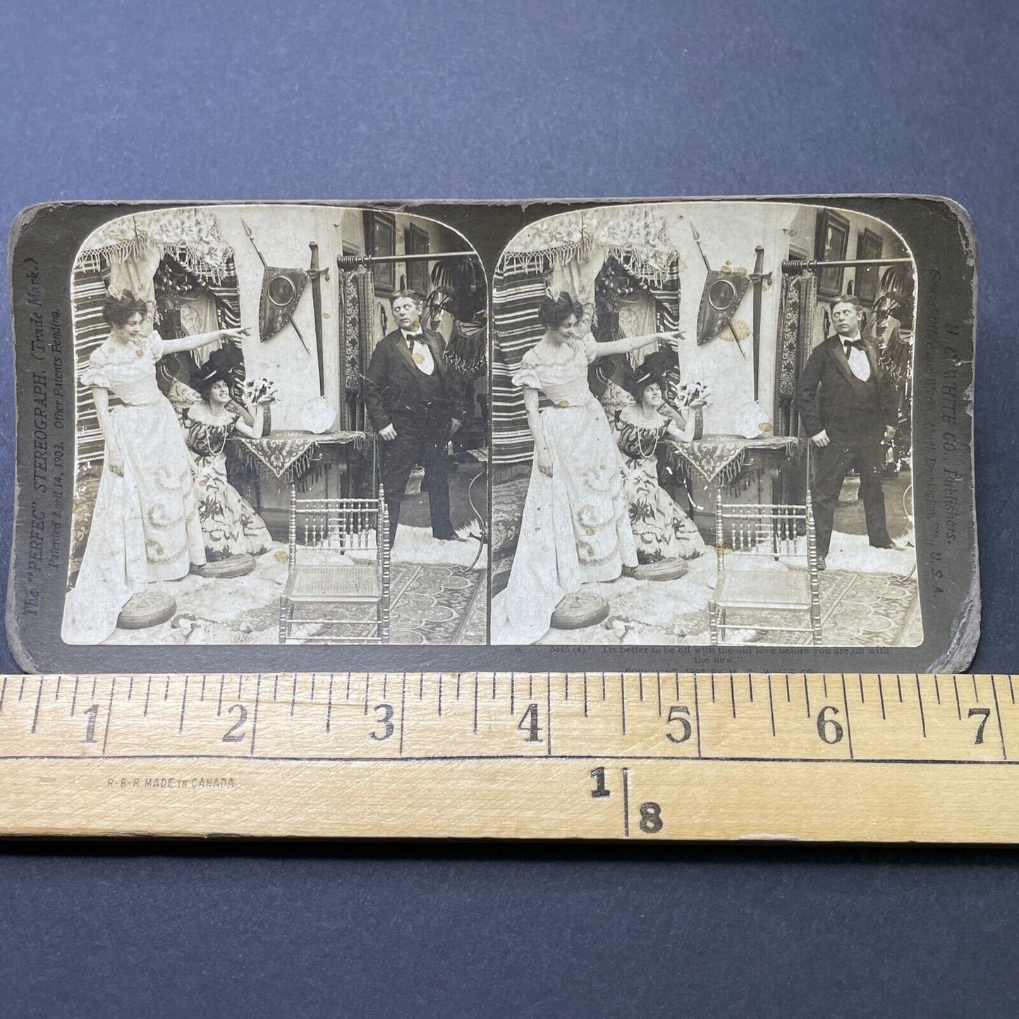 Antique 1902 Brothel Women Say Goodbye To Man Stereoview Photo Card P2714