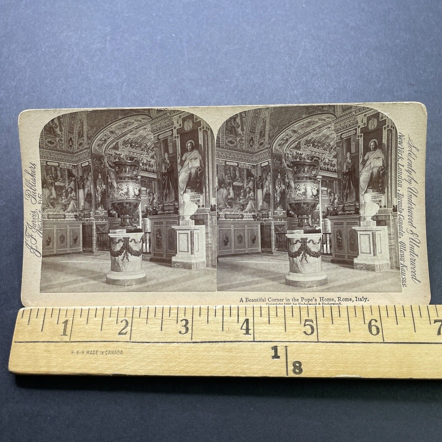 Antique 1897 Popes Reception Room Rome Italy Vatican Stereoview Photo Card P2396