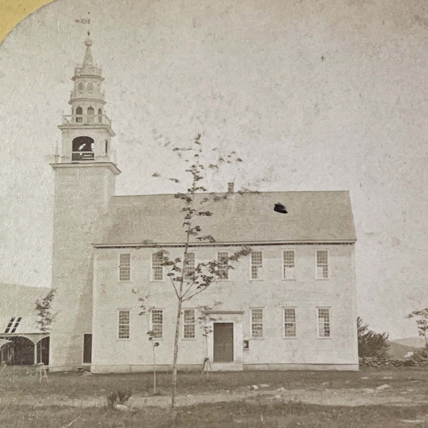 Meetinghouse Jaffrey Center NH Stereoview George Scripture Antique 1860s X907