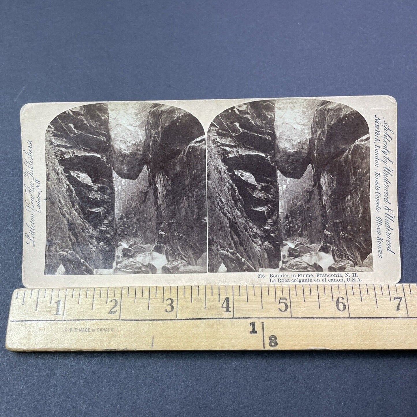 Antique 1880s Suspended Rock Franconia Notch Flume Stereoview Photo Card V1789