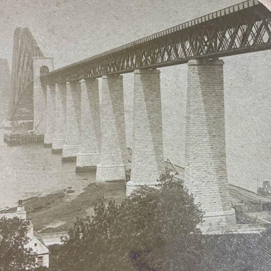 Antique 1891 Great Forth Bridge Edinburgh Scotland Stereoview Photo Card P3774