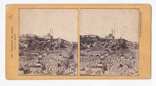 Antique 1860s Cairo Citadel North View Egypt W. Hammerschmidt Stereo Card P259