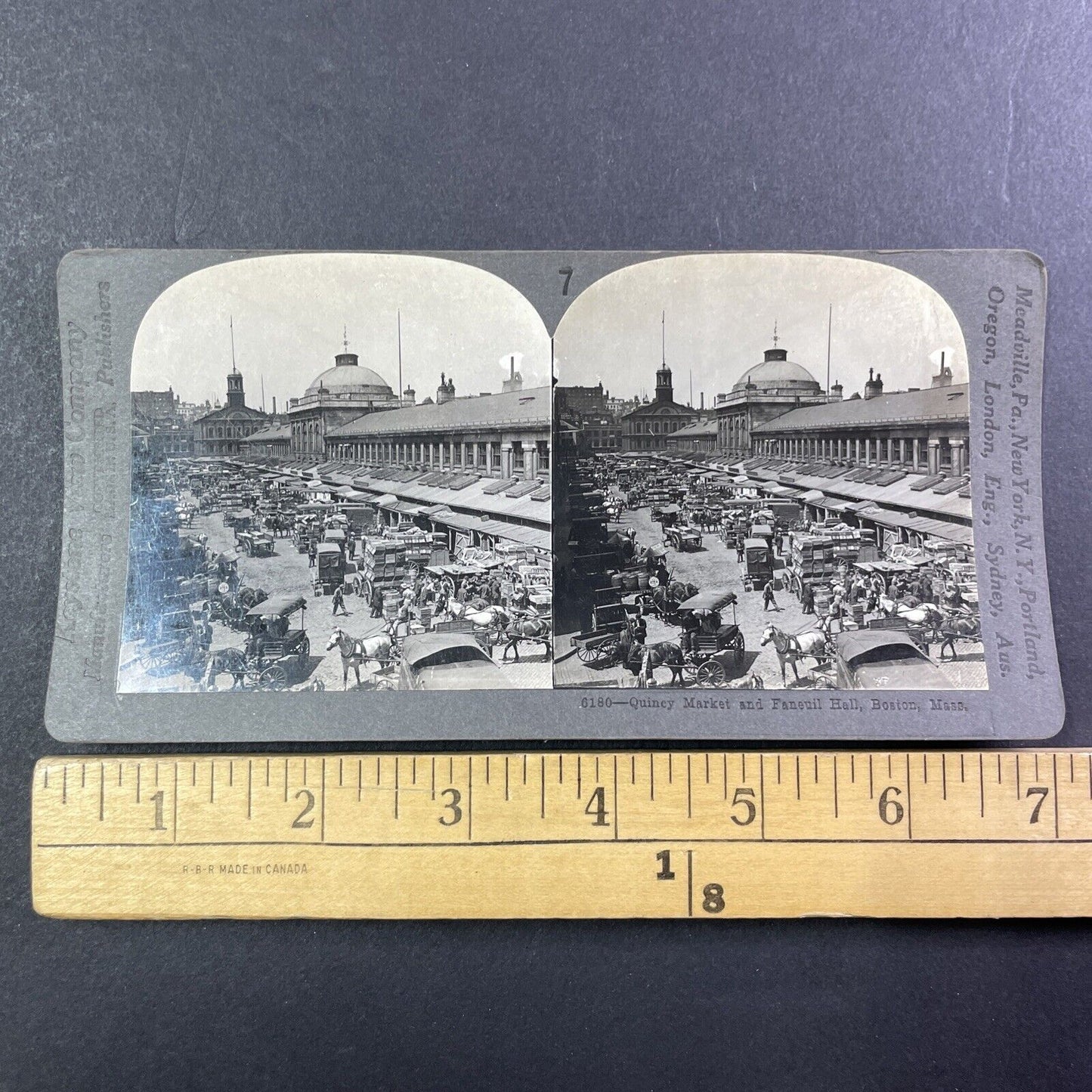 Faneuil Hall Boston Massachusetts Stereoview Quincy Market Antique c1903 Y521